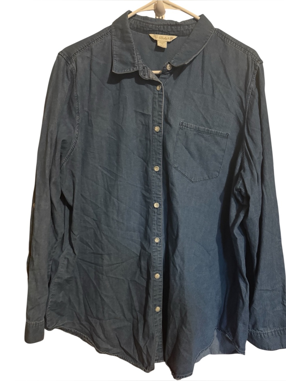 KC khakis & co Cotton Denim chambray buttonup ladies shirt 2xl xxl long sleeve